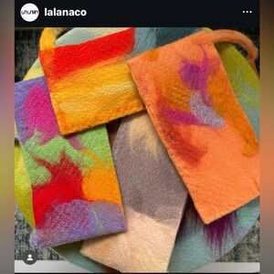 LA LANA felt shoulder purse - hand felted indie artist colorful wool bag